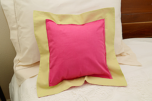 Pillow sham. RASPBERRY SORBET with HEMP (LIGHT GOLD) color. 12".